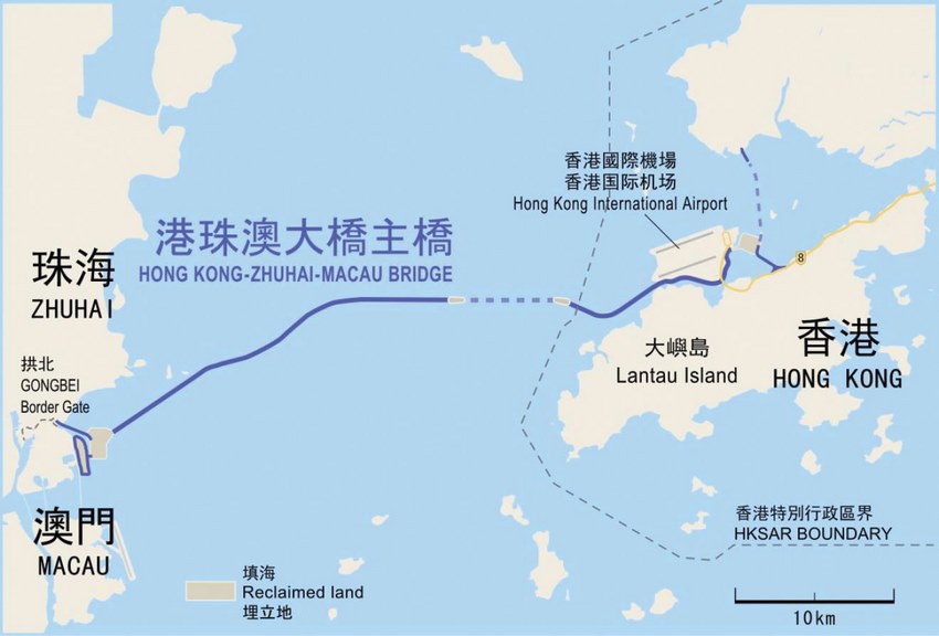Trayectoria puente Hong Kong Zhuhai Macao