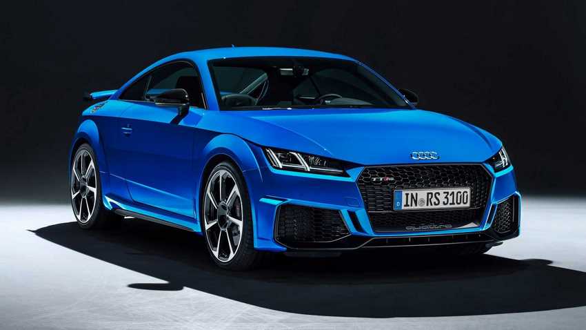 Audi TT RS 2019 azul vista frontal