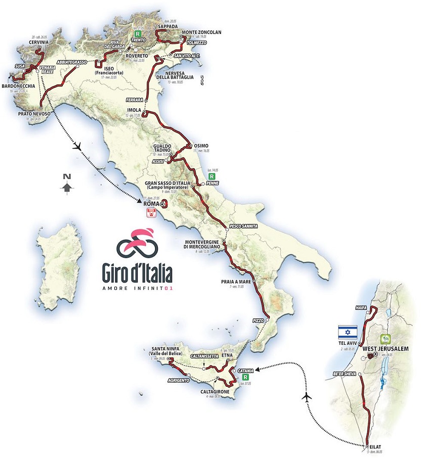 Giro de Italia del 2019 mapa