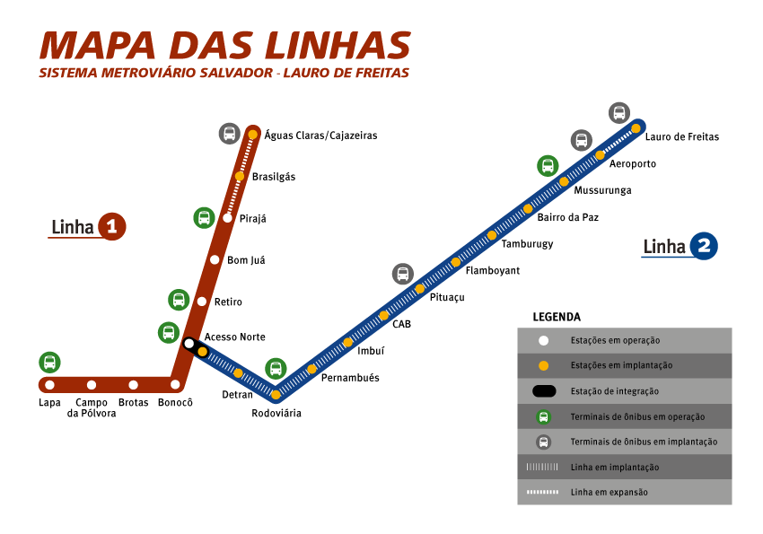 mapa del metro de San Salvador de Bahía