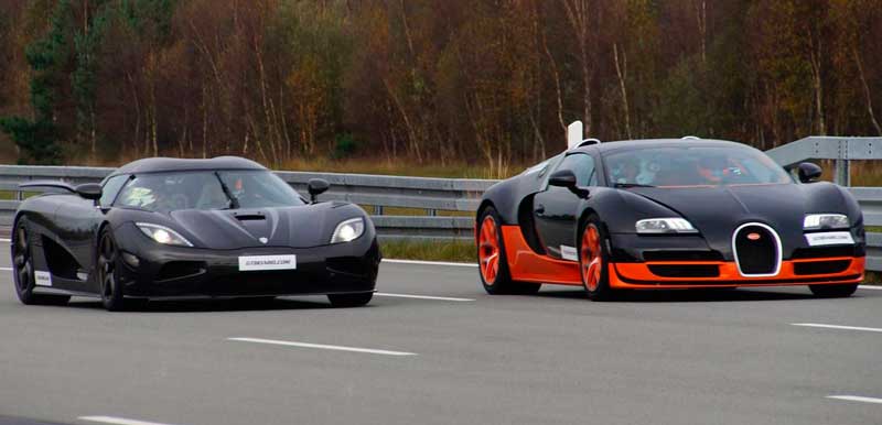 Vídeo: ¡Duelo de titanes a 360 km/h! Bugatti Veyron Vitesse vs Koenigsegg Agera R