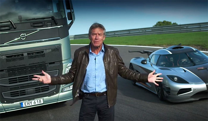 ¿Quieres ver qué sucede cuando se juntan un camión Volvo y un Koenigsegg One:1?