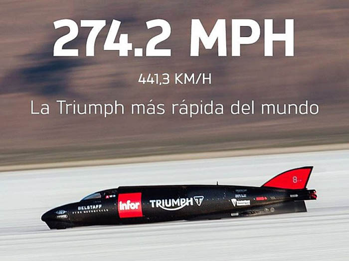 Triumph vuela a más de 400 km/h en Bonneville