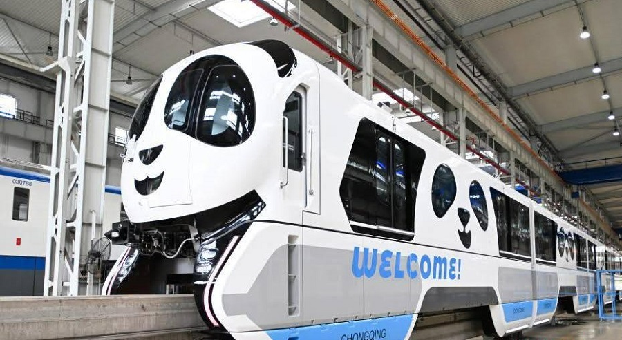 Rueda en China primer tren Monoriel tipo Panda