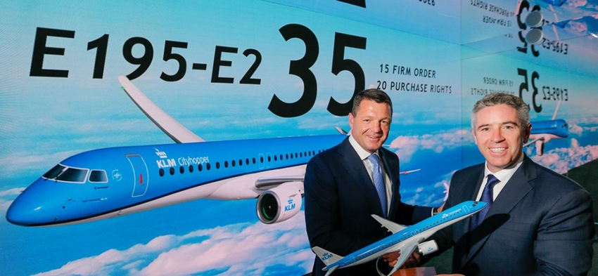 El fabricante brasilero Embraer recibió un pedido en firme de 15  E195-E2 y los derechos de compra de 20 adicionales por parte del operador holandés KLM por un valor de $2,48 billones en el Paris Air show 2019