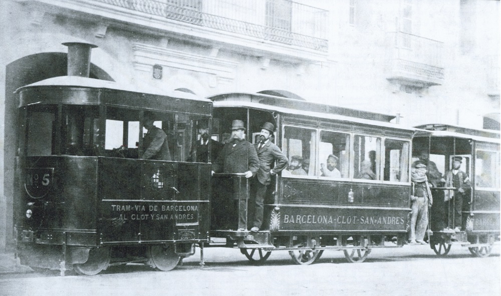primer tranvía de vapor entre Barcelona y San Andrés de Palomar