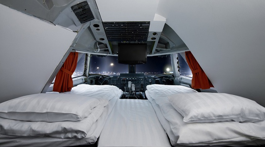 Interior del Hotel Jumbo Stay en Suecia