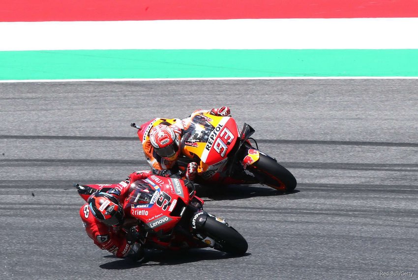 Petrucci de Ducati, Marquez de Honda en Mugello 2019