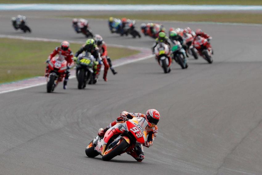 Marc Marquez sobre su Honda RC213V en el GP de Argentina el pasado domingo