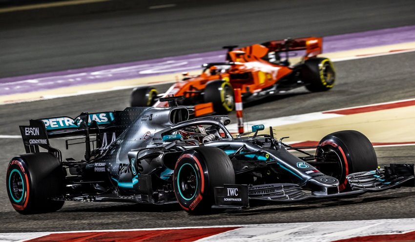 Lewis Hamilton de Mercedes en el GP de Bahrein