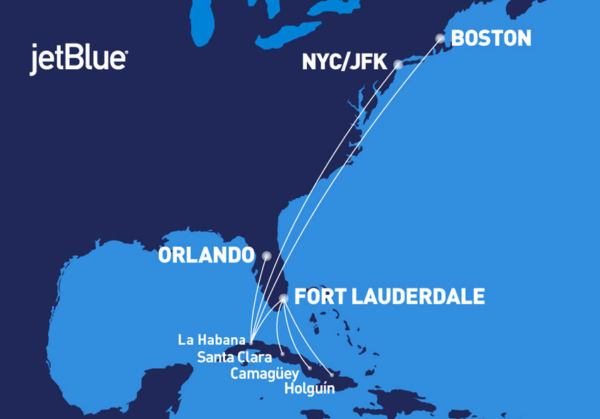 ruta del  JetBlue