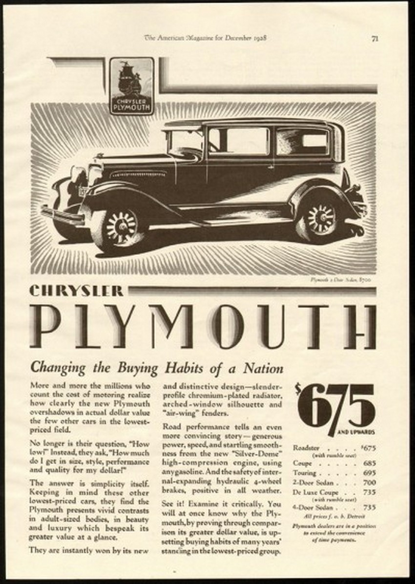 Memorias del motor: del 30 de junio al 7 de julio, nace Plymouth
