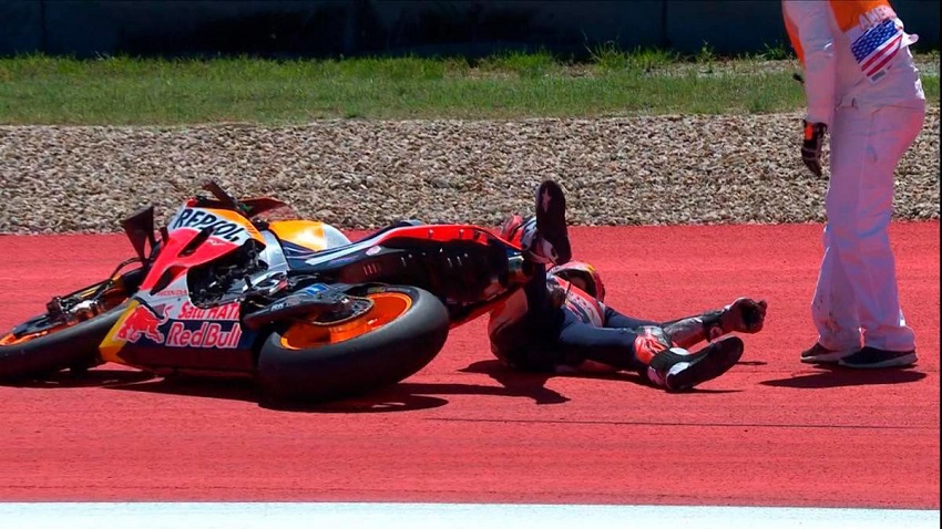 Caida de Marc Marquez en el GP de Austin 2019