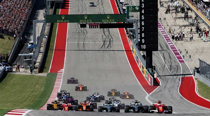 Empezar de la Carrera de Formula 1 en Austin Texas