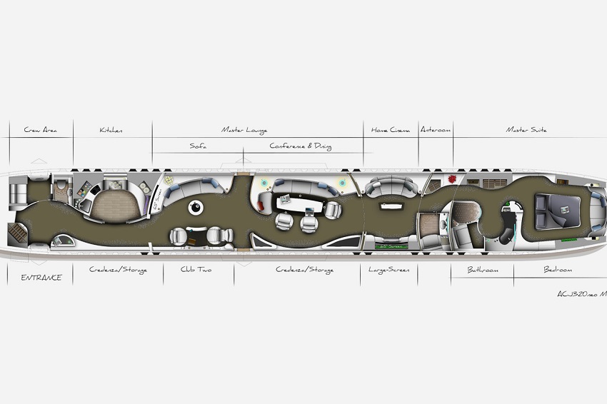 Interior Airbus A340-300 del ruso Alisher Usmanov