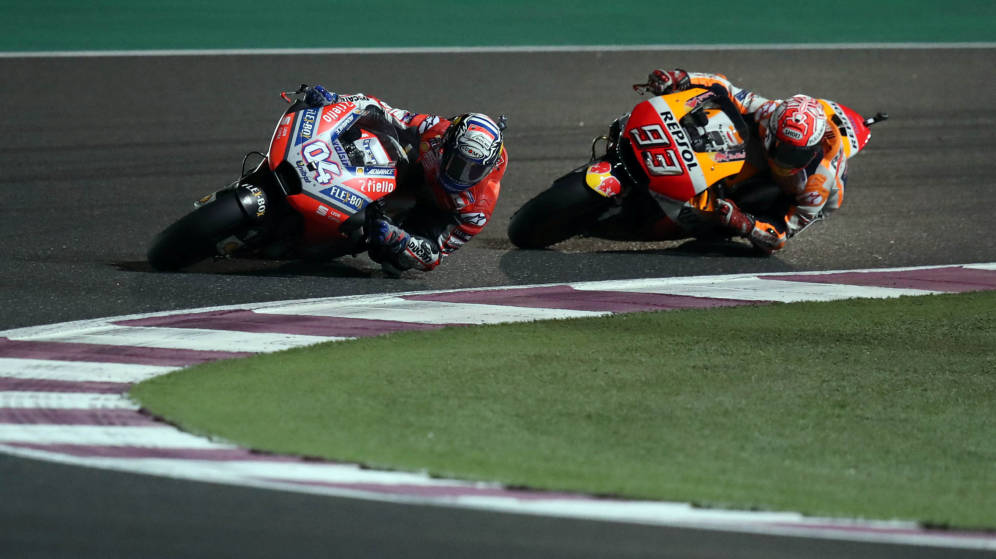 Andrea Dovizioso y Marc Márquez en la carrera de MotoGp de Qatar