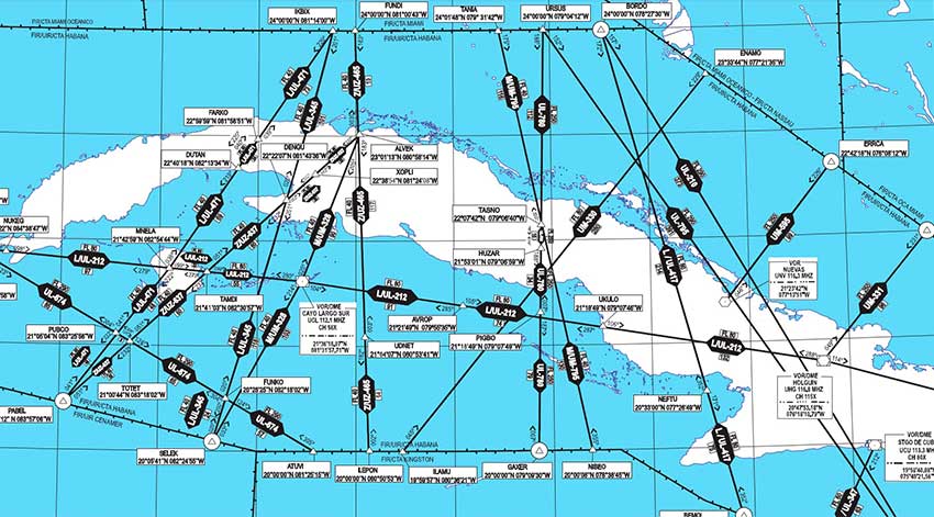 Mapa de aeronáutica de Cuba