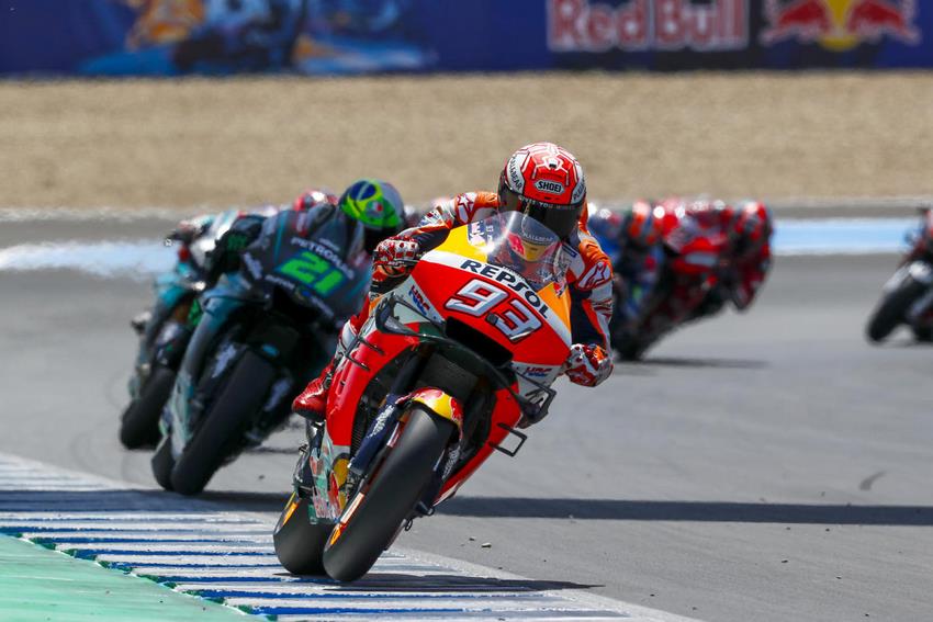 Honda y Marquez liderando el GP de España 2019