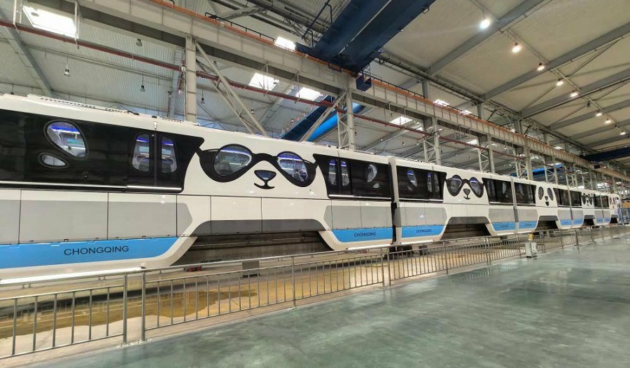 Rueda en China primer tren Monoriel tipo Panda