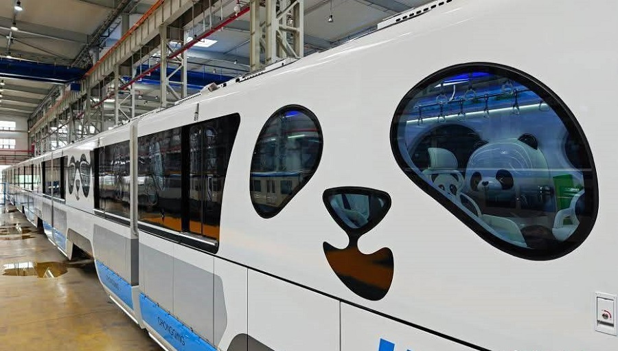 Rueda en China primer tren Monoriel tipo Panda