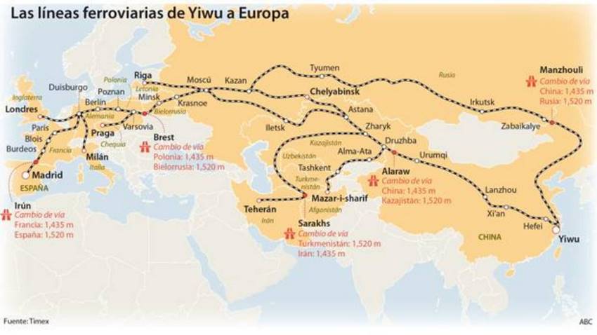 Un recorrido de 13 052 km de distancia a lo largo de ocho países y 16 días de viaje, así es la línea férrea más larga del mundo, el tren de la seda.