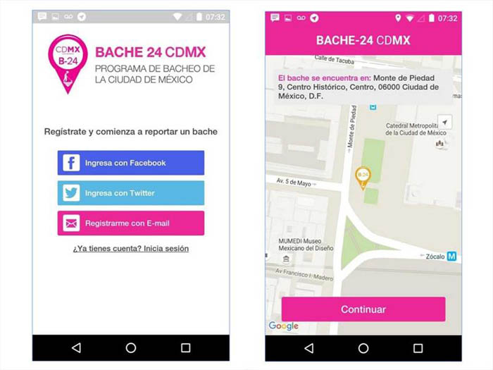 Bache24, una app para reportar los baches en Ciudad México