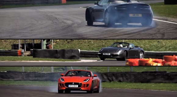 Chris Harris enfrenta el F-Type al V8 Vantage y al 911 Carrera S