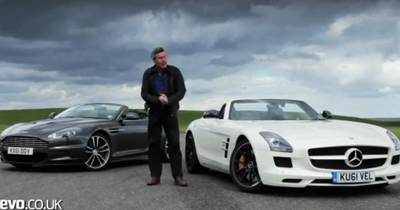 Aston DBS Volante v.s SLS AMG Roadster Tiff Needell enfrenta al Aston DBS Volante con el SLS AMG Roadster