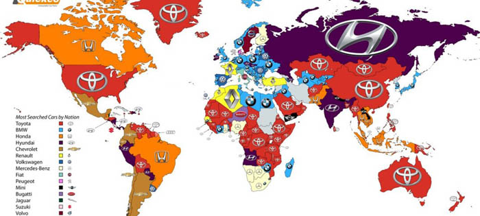 Aquí están las marcas de coches más buscadas en Google en cada país