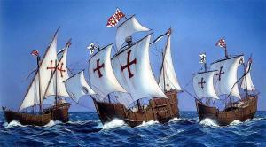 Pintura La pinta, La niña, La Santa María.
