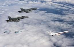 Cazas escoltando un avión Terror en el aire