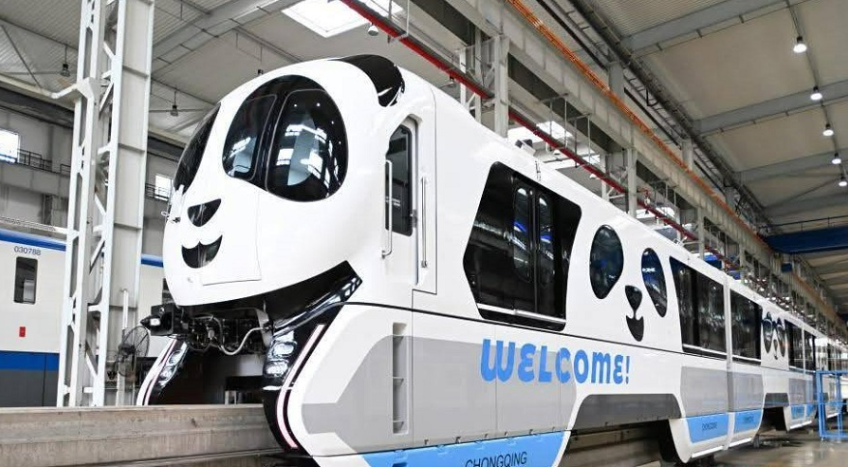 Rueda en China primer tren Monoriel tipo Panda